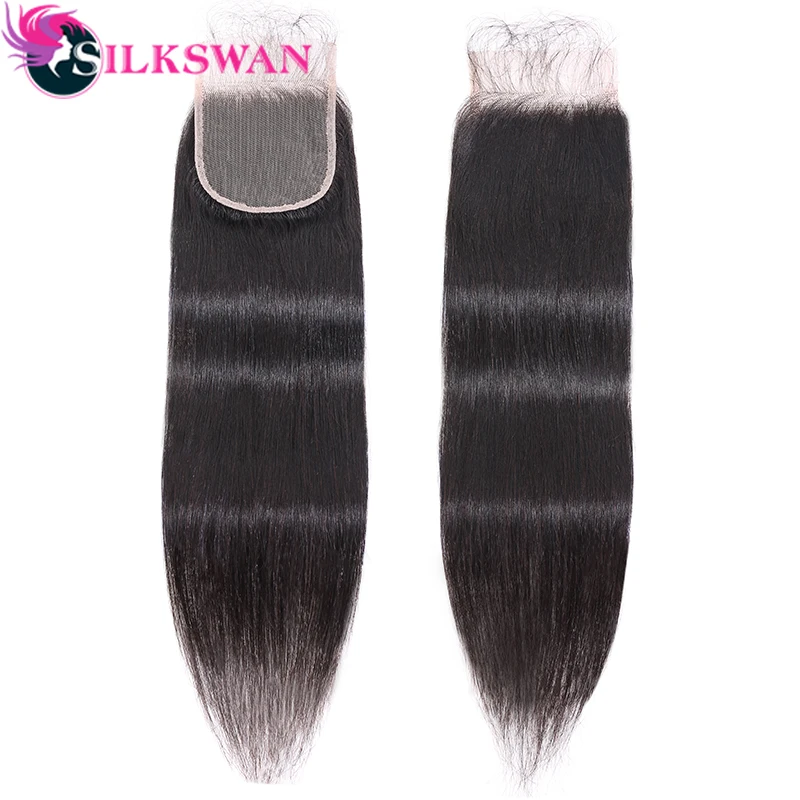 Silkswan бразильские прямые Человеческие волосы remy 10-40 дюймов Пряди с закрытием с детскими волосами для женщин