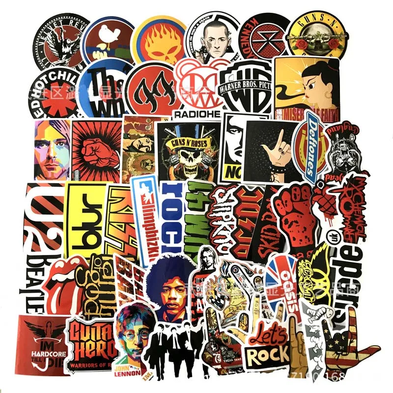 

50PCS Cool Waterproof Sticker Toys for Children Graffiti Rock Brands Stickers To DIY Laptop Guitar Suitcase