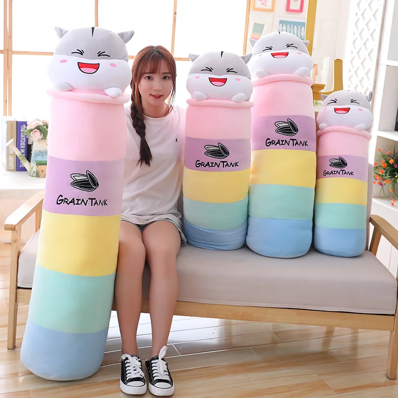 Kawaii Rainbow хомяк Длинная Подушка Мягкие животные детские плюшевые игрушки беременная женщина для спокойного сна подушка-подарок на день