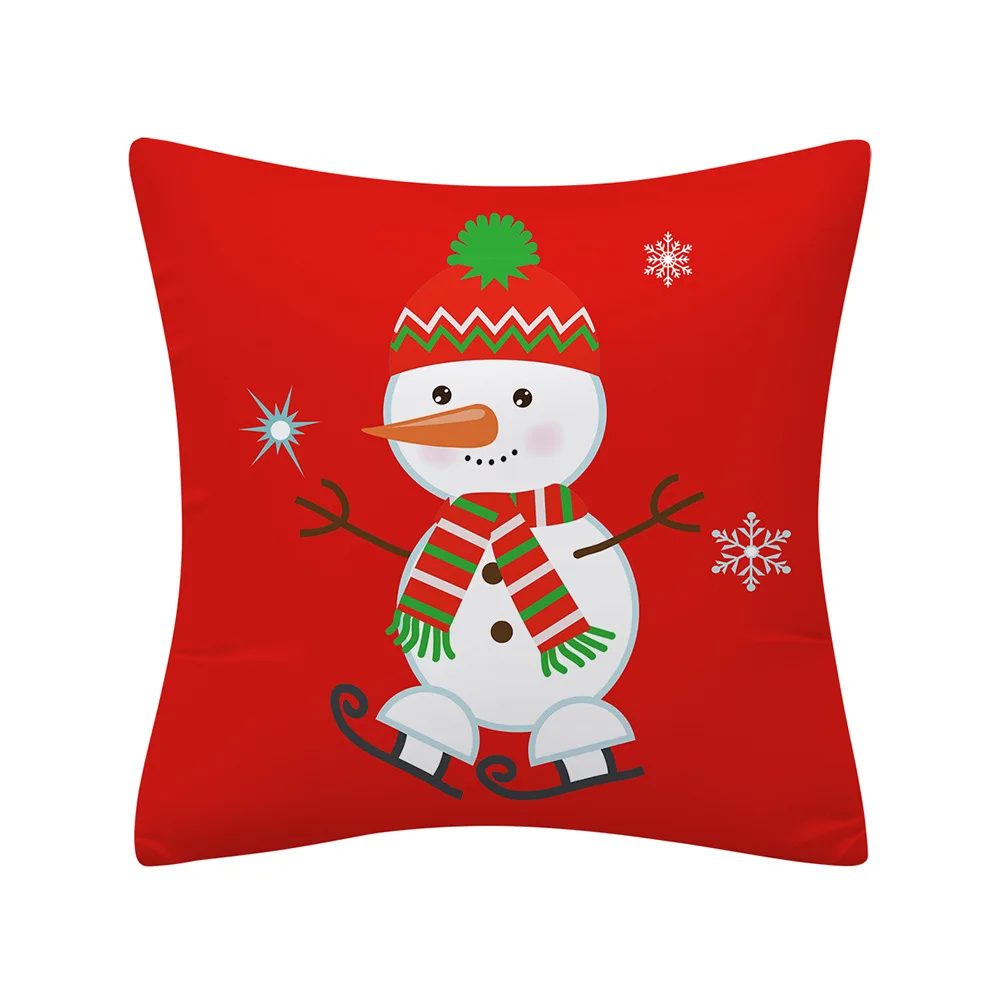 Christmas Cushion 45*45 Merry Christmas Santa Claus Red Pillows Decorative Throw Pillow Polyester White Snowman Pillowcase