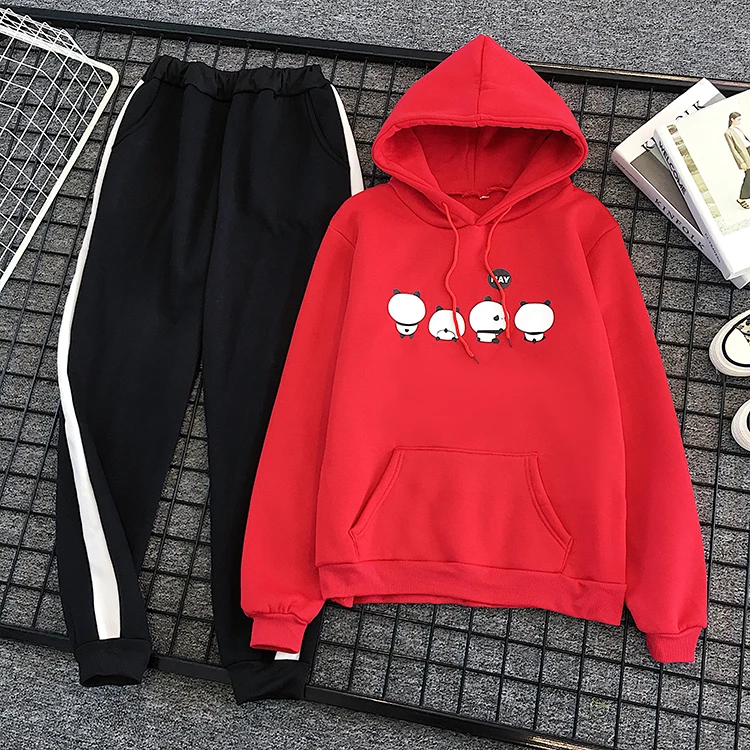 8 Color Tracksuit Sets Women 2 Piece Set Kawaii Hoodies Sweatshirts Top+drawstring Pants Matching Suit Female Winter Clothing