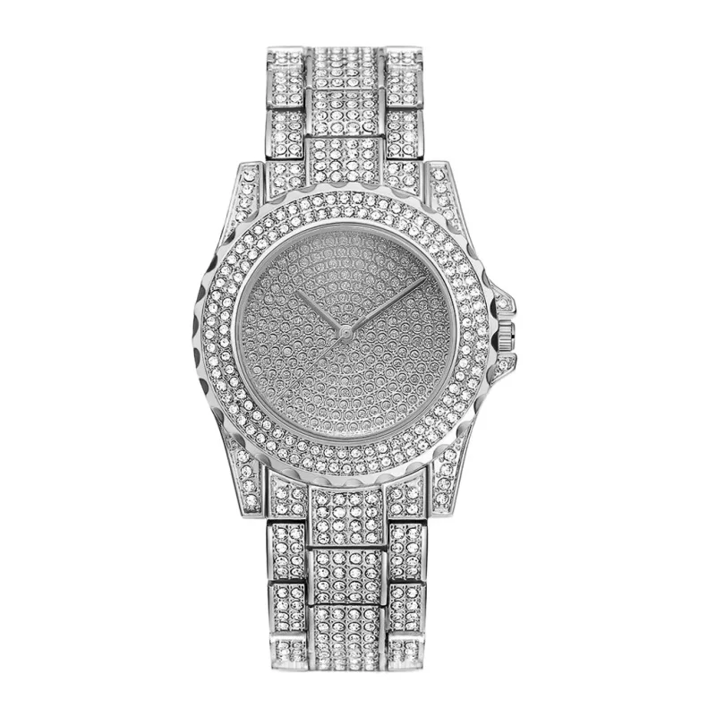 Женская обувь Для женщин часы с бриллиантами роскошный браслет наручные часы женские кварцевые часы Для женщин Стразы Часы - Цвет: Серебристый
