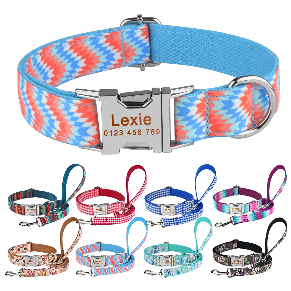 Adjustable Nylon Products Dog Collars Puppy Medium Large Unisex Dogs Collar Custom Engraved Name