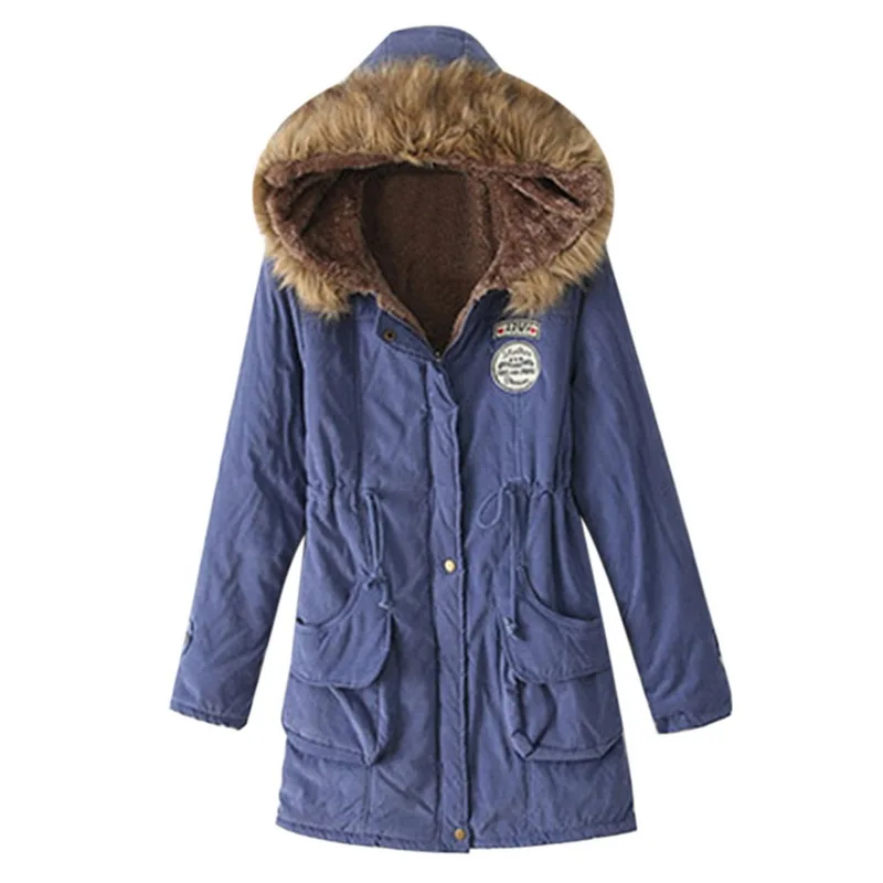 Зимнее длинное пальто для женщин, зимняя куртка, Длинные парки, Женское пальто с капюшоном размера плюс, хлопковая меховая Базовая куртка, теплая парка - Цвет: 07
