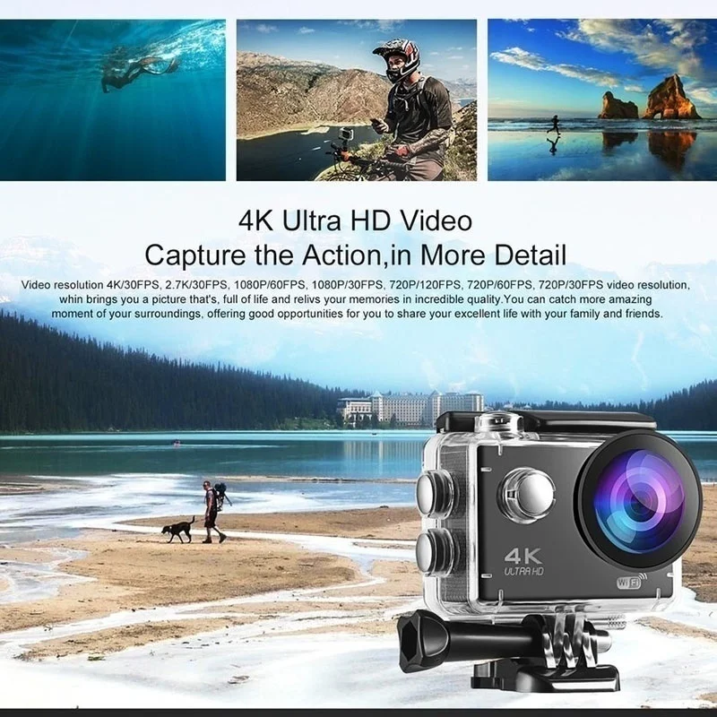 Спортивная 4K экшн-камера 1080P wifi 30m Водонепроницаемая профессиональная камера для фото go pro шлем для подводного спорта камера для серфинга