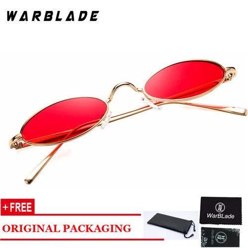 gold red WarBLade новые маленькие овальные солнцезащитные очки модные женские мужские винтажные брендовые дизайнерские ретро круглые солнцезащитные очки для женщин и мужчин - Цвет линз: gold red