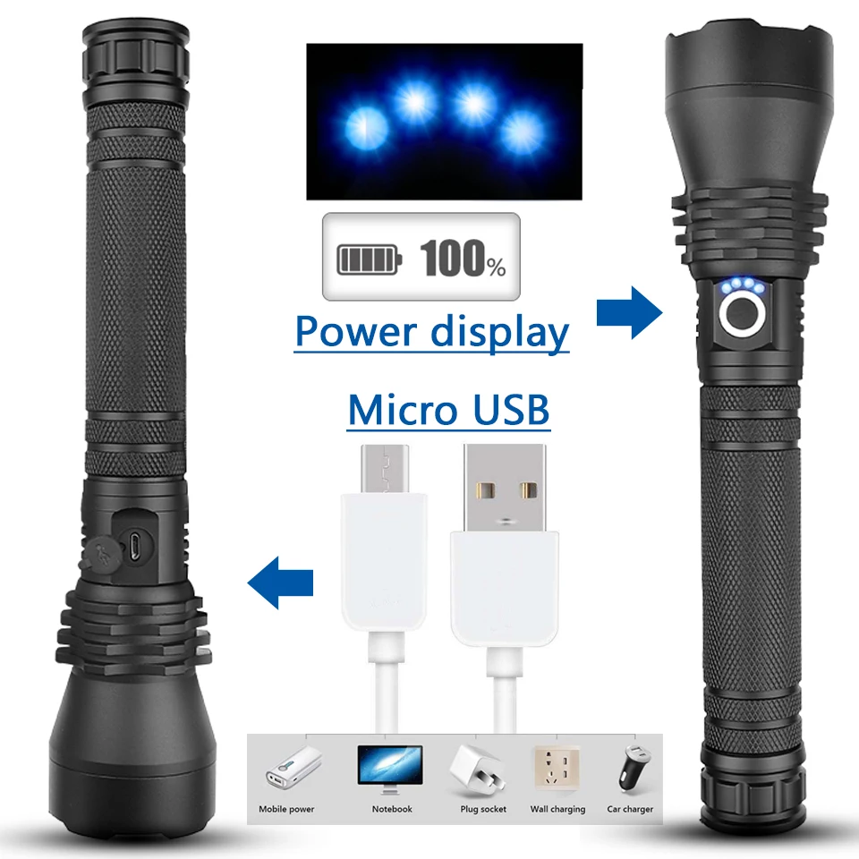 CREE XHP70.2 и XHP50 высокомощный тактический светодиодный фонарь xhp70, светильник с аккумулятором 18650 и 26650