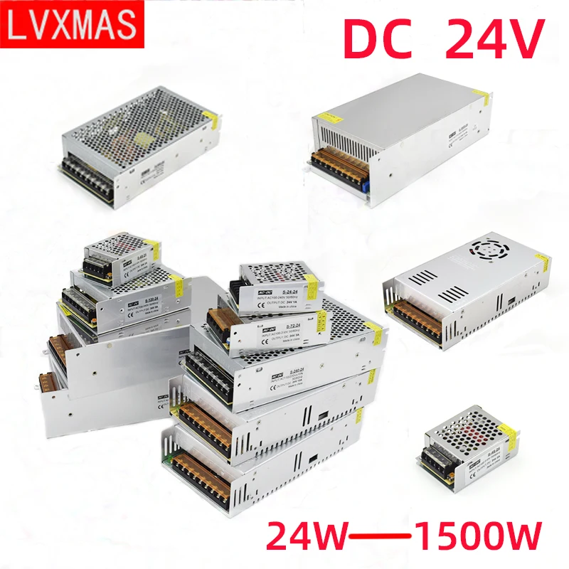 

LVXMAS DC 24V Lighting Transformer Power Supply 24W-1500W LED Drive Power Adapter For LED Light Bar CCTV