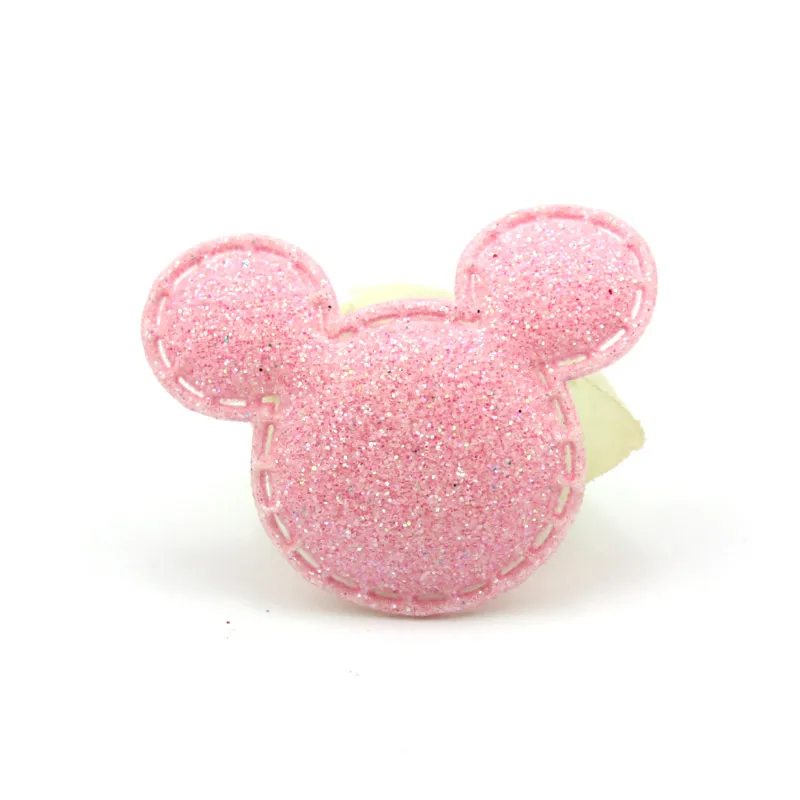 Candy pink 40 шт., 3,2*3,8 см блестки в форме Микки, блестящие мягкие аппликации для детских головных уборов, самодельные нашивки, шпильки, аксессуары для украшения - Цвет: Candy pink