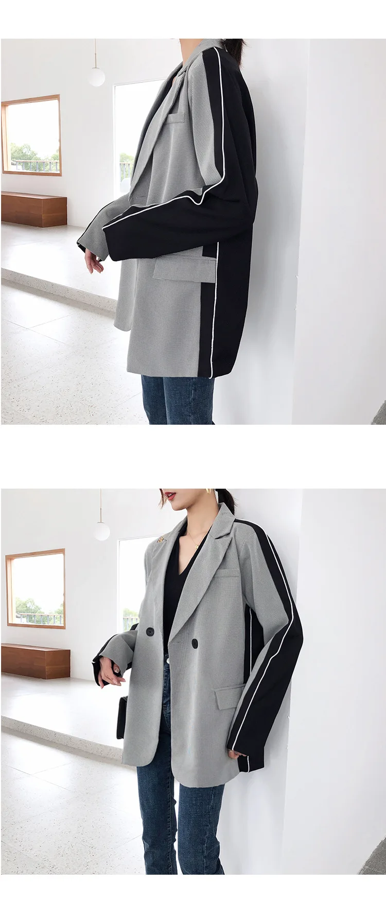 

Spring Clothing New Style Laziness-Style Casual Mixed Colors Suit Jacket Women's Western Style Retro Casual Tops
