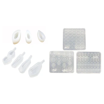 

2 Set Silicone Molds Diy Resin Jewelry Making Necklace Pendant Ring Pendant Casting Mould Craft Tool - 7Pcs & 1Pcs