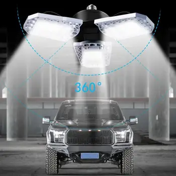 

60W E27 E26 Deformable LED Garage Light Adjustable Workshop Ceiling Lamp Industrial Lamp Workshop Parking Warehouse Lamp