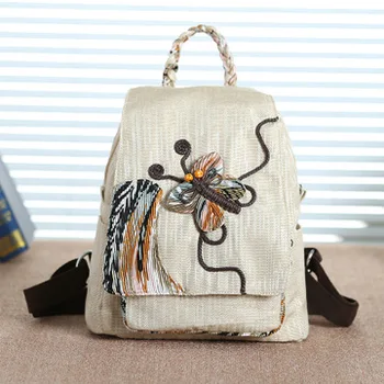

Nice vintage string appliques women traveller backpacks!Hot prints lady zipper&hasp backrack Versatile Original canvas backruck