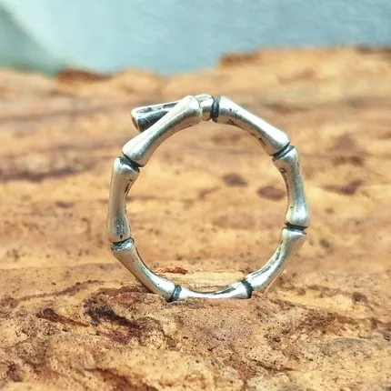 Bijoux Мода 925 стерлингового серебра Бамбуковые кольца для женщин и мужчин большой открытый палец кольца, свадебные украшения вечерние подарки