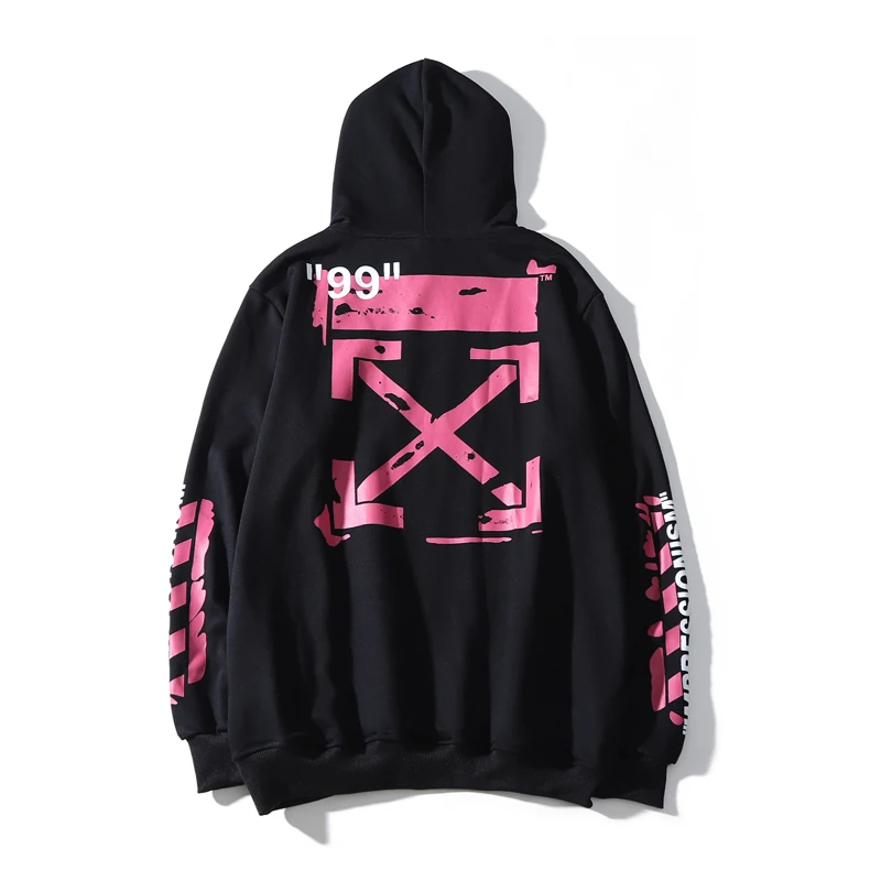 Рендеринг граффити стрелка "99" 19ss Off-White OW Мужчины/Женщины Осень Зима Повседневная хлопковая толстовка худи свободный жакет с капюшоном - Цвет: Black
