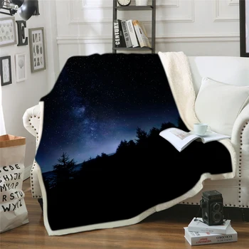 

Throw Blanket Night Moon Sky with Tree Silhouette Gothic Halloween Colors Scary Artsy Background Fleece Blanket for Bed