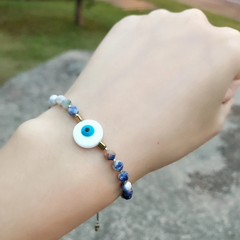 Турецкий браслет Evil Eye для женщин Boho Blue Eye Стретч Pursera романтическое стекло кристалл ювелирные изделия натуральный камень MIYUKI бусины браслет