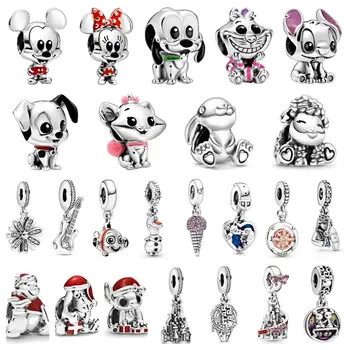 

Original 925 Sterling Silver Disy Cartoon Animal Charm Beads with Original Engraving Fit for DIY Bracelets Free Shipping