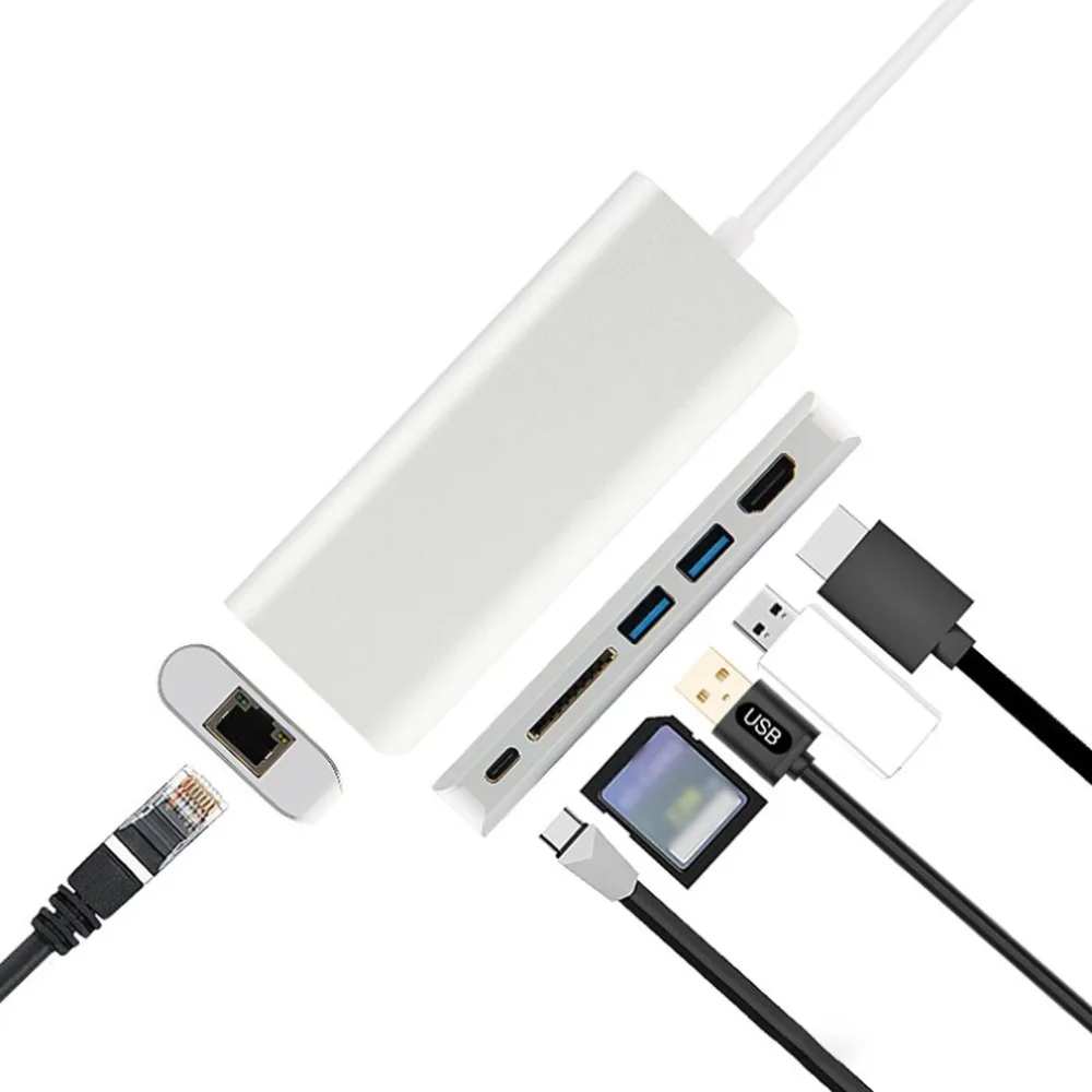 Тип C 3,1 PD зарядки RJ45 сетевой порт тип-c до 4K HDMI USB3.0 концентратор адаптер конвертер для Mac OS