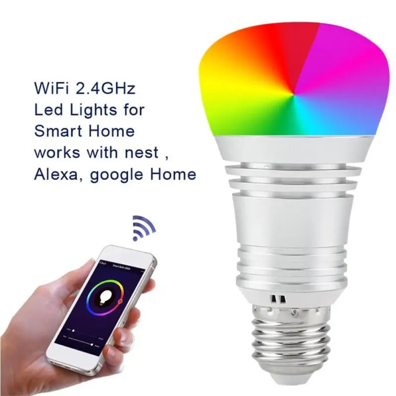 

WiFi Remote Control Smart LED Bulb 15W E27 B22 E14 RGB Light For LED lamp beads smart audio Wireless WiFi control