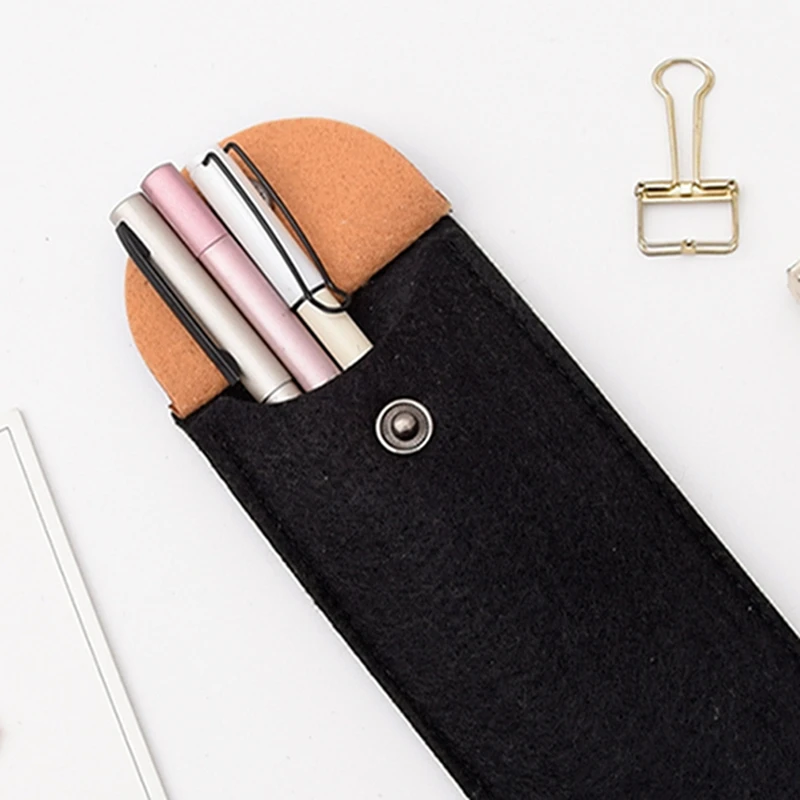 Simple Felt Pencil Case Large Capacity Pencil Stationery Bag Creative Pencil Case Kids Study Accessories Home Office Storage
