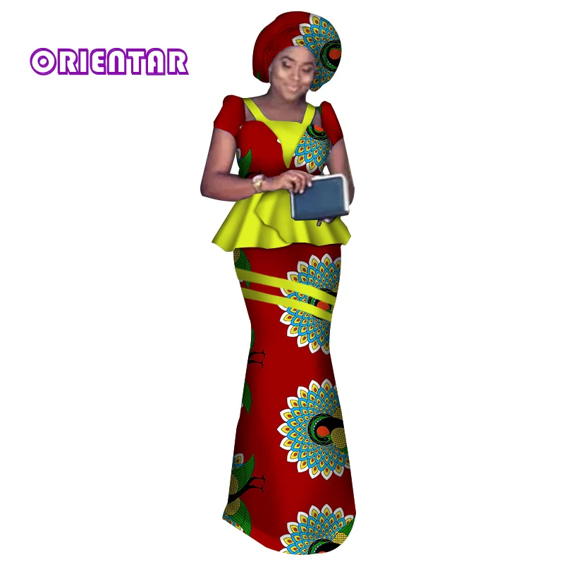 В африканском стиле наряды для женщин комплект с юбкой и футболкой одежды платок