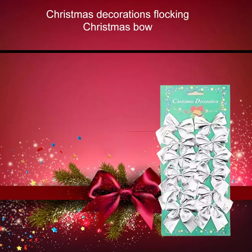 Christmas Supplies Red Gold Silver Christmas Decoration Flocking Christmas Bow Christmas Tree Decoration