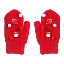 1 пара зимне-осенних теплых перчаток для детей 5-12 лет, милые Мультяшные перчатки для мальчиков и девочек, вязаные плотные детские варежки на палец