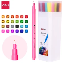 Deli 12/24 цветная волоконная ручка 70692 ручка-крючок, цветная ручка, милая ручная ручка для рисования, ручная роспись, 0,5~ 1 мм, Канцелярский набор
