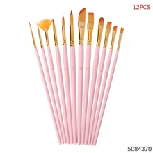 12 шт., кисти для рисования, тонкие нейлоновые волосы, Круглые, filber Angel, плоские Кисти для краски, инструменты