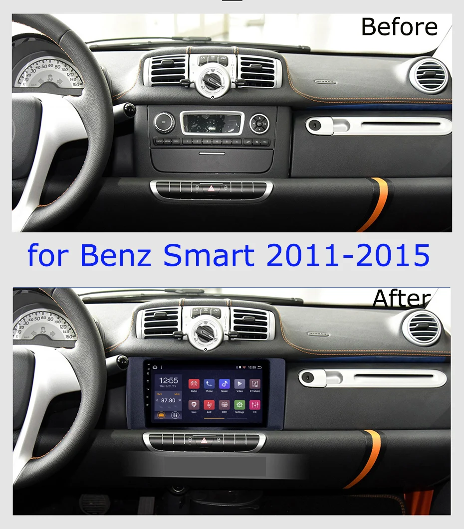 Для Benz Smart Fortwo 2011- автомобильный Радио мультимедийный видео плеер Navi gps Android 8,1 аксессуары SWC BT wifi Sedan No dvd