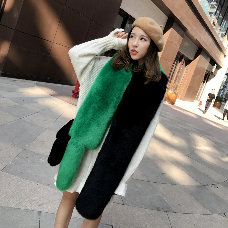 [EAM] Новинка, осенне-зимний длинный теплый шарф, хит, с цветными соединениями, подчеркивающий индивидуальность, женский модный шарф JY882