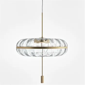 

Post-modern Luxurious Crystal Glass Copper Led Suspension for Foyer Dining Room Bar Glass Pendant Light 1986