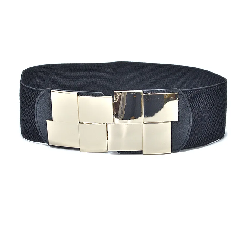 

HIgh Quality Female Wide Belt Waistband Multicolor Square Buckle Dress Decorative Belt Women's Slim Elastic Belt
