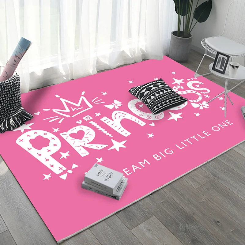 Cute Pink Print Carpet And Rugs Bedside Mat Yoga Kids Play Bsorbent Non-slip For Bathroom Home Decor Living Bedroom | Дом и сад