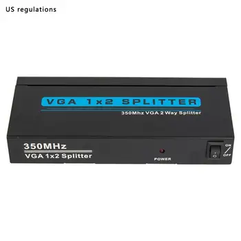 

T-VG35102 VGA 1x2 Splitter 350MHz VGA 2 Way Splitter VGA Distributor Video Splitter EU/US/UK/AU Power Plug Adapter