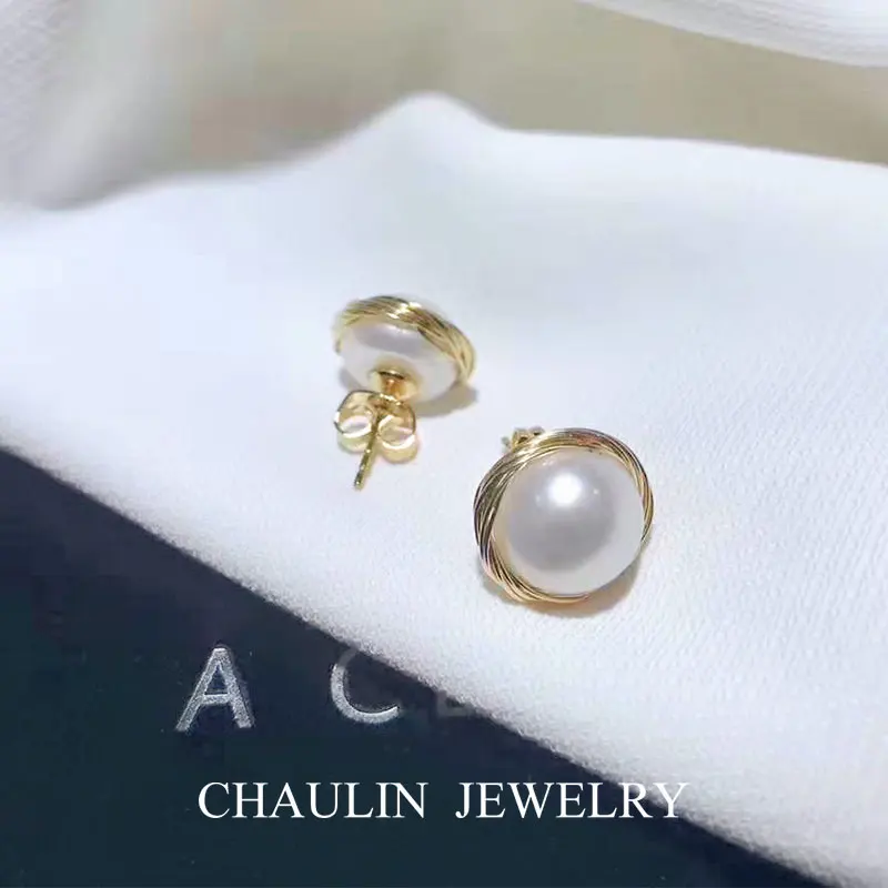 CHAULIN 925, серебряные серьги-гвоздики,, серьги в стиле барокко с пресноводным жемчугом, серьги ручной работы для женщин, вечерние, свадебные