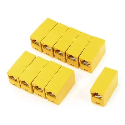 

10 Pcs RJ45 8P8C Ethernet Network F/F Coupler Connector Adapter Yellow