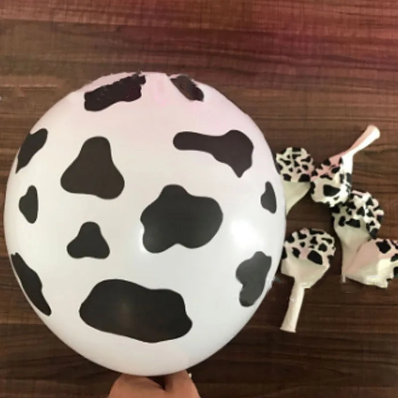 

10Pcs 12 Inch Birthday Decoration Round Shape Decoration Accessories Party Layout Cow Print Pattern Kids Toys Latex Balloons