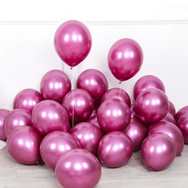 20pcs 12inch New Glossy Baby Pink Metal Pearl Latex Balloon Rose Gold Thick Chrome Metallic Globos Wedding Birthday Party Decor rose red 1