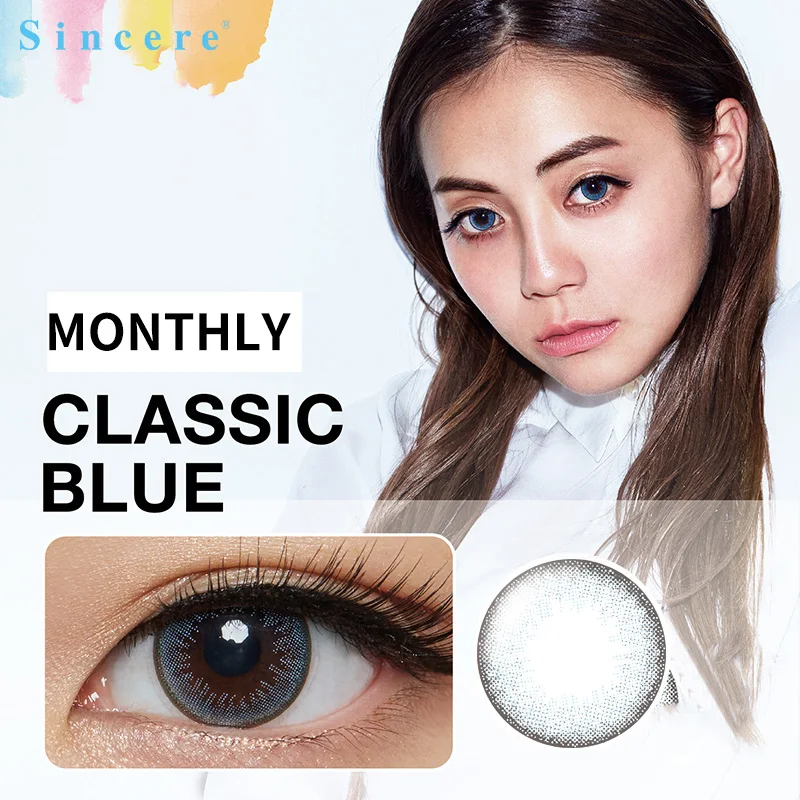 Classic Blue Блестящие коричневые контактные линзы для глаз коррекция зрения уход за здоровьем ежемесячный бросок используется в течение 30 дней цветные контактные линзы - Цвет: Classic Blue