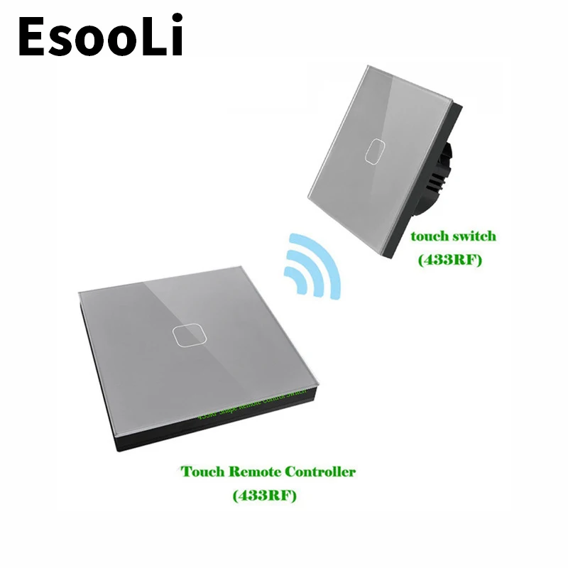 EsooLi серый ЕС Стандартный 1/2/3 Gang 2 Way Беспроводной дистанционный переключатель