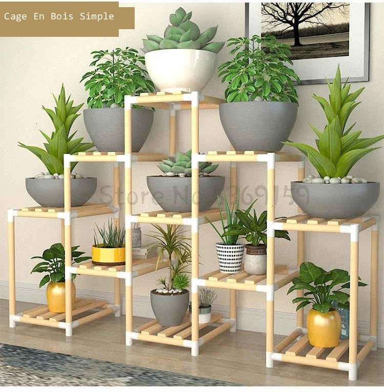 Flower Rack Indoor Simple Living Room Floor-to-floor Green Rose Solid Wood Multi-layer Shelf Balcony Fleshy Plant Flower Rack