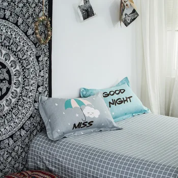

2020 New Design Good Night Printed Pillowcase for Home Bed 100% Cotton Flowers Pillow Cover Home Decorative Bedding 48X74CM Size