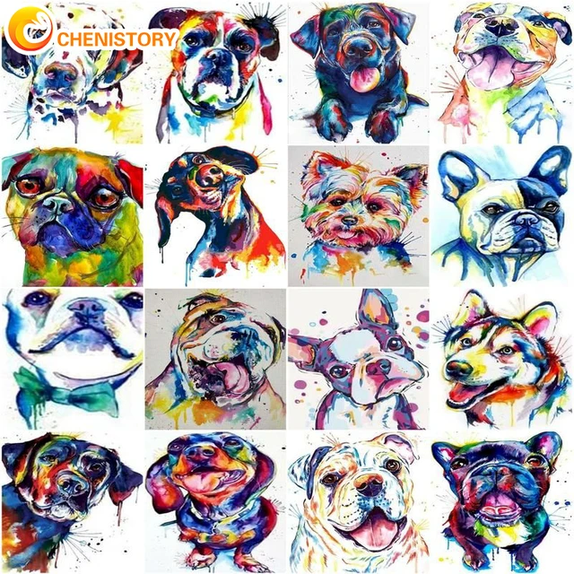 Colorful French Bulldog Easy Paint by Numbers Kit for Adults Free