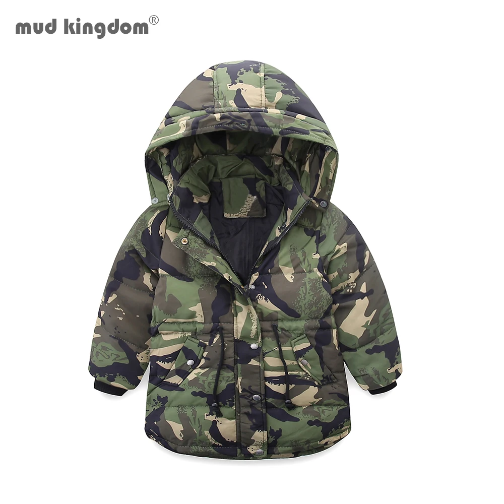 Mudkingdom Todller/зимняя верхняя одежда для мальчиков Камуфляжная теплая плотная на молнии с капюшоном Пальто