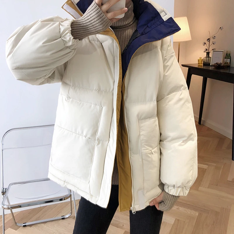 

Women Winter Warm Thick Padded Jacket Loose Comfortable Bread Parka Coats Turtle Neck Windproof Elegant Ladies Streetwear