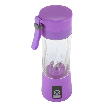 

EAS-Portable USB Rechargeable Blender Mixer 6 Blades Juicer Handheld Smoothie Mini Juice Cup Electric Fruit Juicer Machine purpl
