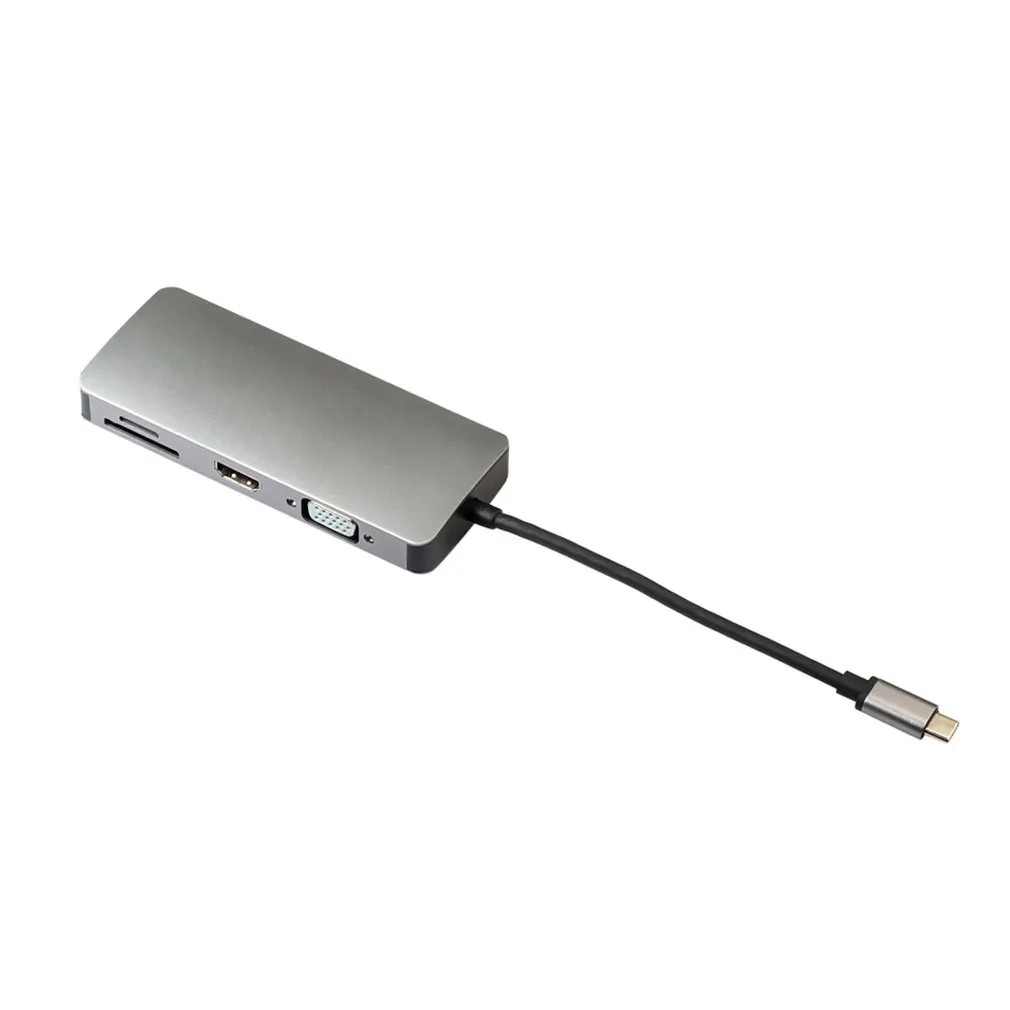 

Type C To Hdmi Vga Video Adapter + Ethernet Lan Rj45 +Usb 3.0+ Sd Tf Card Reader For Macbook Air Pro For Imac To Tv Projector