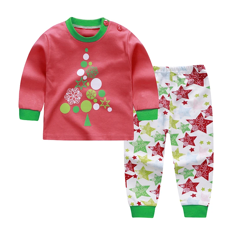  Cartoon Print Baby Pajamas Sets Cotton Boys Sleepwear Autumn Spring Girls Long Sleeve Tops+Pants 2p